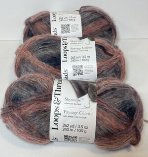 Loops & Threads Skyscape Acrylic Yarn 3 Skeins-10.5 oz. Navy & Silver-Colored